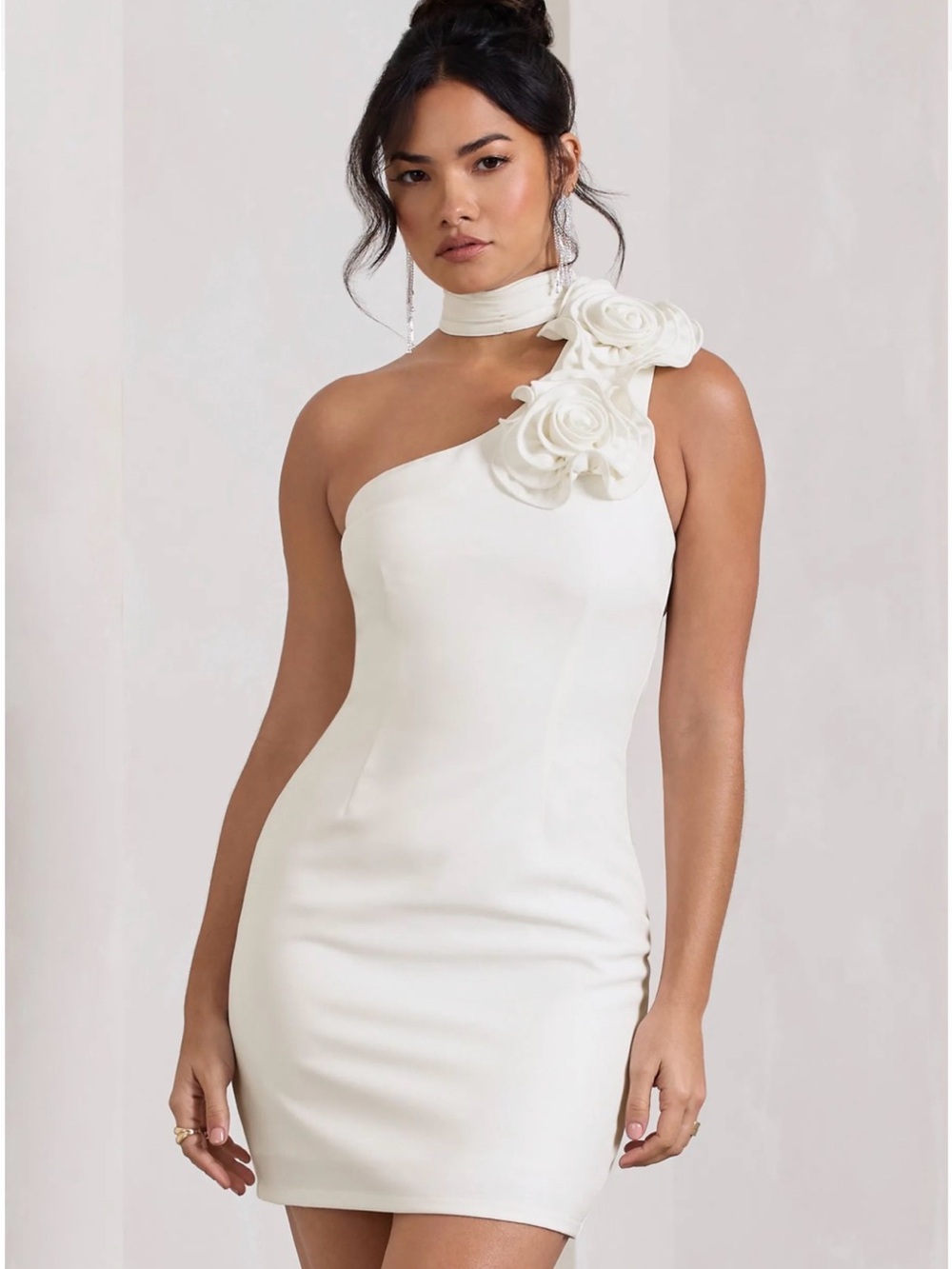 Club London - The Party | White Mini Dress With Ruffled Choker NWT